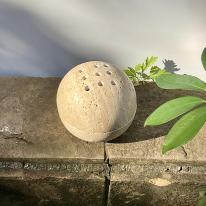 Handmade Travertine Stone Incense Resin Burner Holder – Natural Stone Incense Burner with Brass Insert for Home Decor & Relaxation
