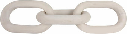 Wooden Chain Link Sculpture for Home Decor - Accent Display for Bathroom, Office, and Living Room - Handcrafted Link for Shelf Styling - Modern Room Coffee Table Decor Ornament, 4", White
