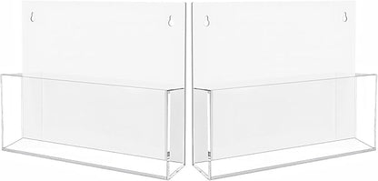 2 Pack Clear Acrylic File Holder Wall Mount Self Adhesive, Legal Size Hanging Paper Organizer, Wall Pocket File Holder Storage for Letter Folder Brochure Magazine Bookshelf Literature Display