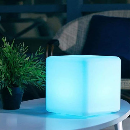 8-in LED Cube Night Light Mood Lamp, Cordless LED Light Cubes for Kid, Rechargeable 16 RGB Colors Changing Light Up Cube Bedside Lamp w/Remote, Waterproof Nursery Kid Stool for Home Patio Garden Party