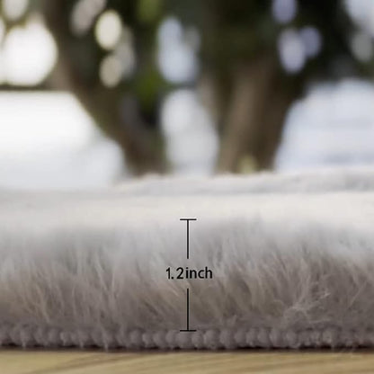 Fuzzy Grey Fluffy Washable Runner Rugs for Hallway 2x10 Plush Faux Rabbit Furry Fur Rugs for Bedroom Living Room Home Décor