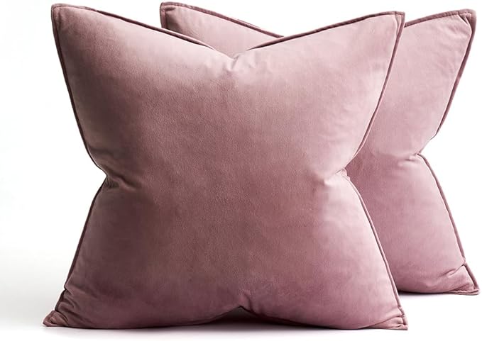 MIULEE Pack of 2 Decorative Velvet Throw Pillow Cover Soft Pillowcase Solid Square Cushion Case for Sofa Bedroom Car 20x20 Inch 50x50 Cm Jam