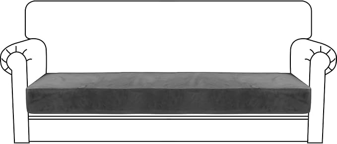 MAXIJIN Velvet Stretch Couch Cushion Covers Soft Sofa Cushion Cover Replacement Sofa Seat Cushion Slipcovers Furniture Protector with Elastic Bottom (1 Piece Sofa Cushion Cover, Gray)