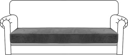 MAXIJIN Velvet Stretch Couch Cushion Covers Soft Sofa Cushion Cover Replacement Sofa Seat Cushion Slipcovers Furniture Protector with Elastic Bottom (1 Piece Sofa Cushion Cover, Gray)