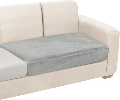 NAISI Couch Cushion Covers 1 Piece Velvet Stretch Loveseat Cover or 2 Seat Sofa Cover Soft Individual Couch Covers for Sectional Sofa(1 PC for 2-Seat Cushion or Loveseat,Light Grey)