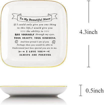 Niece Ring Dish Jewelry Tray, Gifts for Niece from Aunt Uncle,Nieces Birthday, Your Beauty Sign