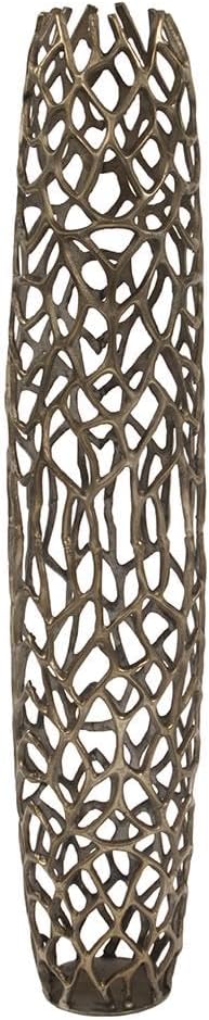 Howard Elliott Bronze Tall Aluminum Branch Floor Vase with Padded Bottom, Large Modern Abstract Decorative Centerpiece Flower Vase with Intertwined Design for Weddings & Decoration, 9 x 9 x 45.5 Inch
