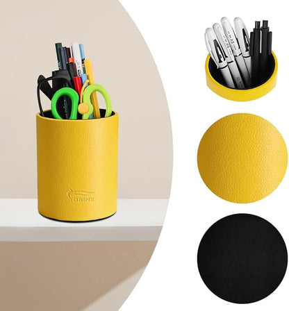 Pen Pencil Holder Cup Container PU Leather Desk Organizer Stand Decor Brush Scissor Holder Decoration Office Desk Home School
