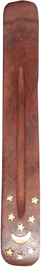 Yajna Traditional-Handmade-Burner Wooden-Incense-Strip-Holder Ash-Catcher-Stand for-Aromatherapy-Meditation-Yoga (Incense Strip Holder 10 inch(2 pcs))
