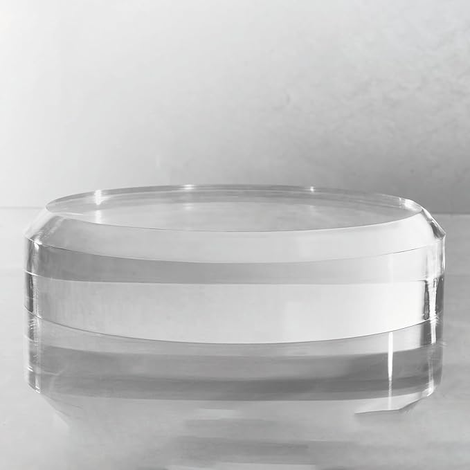 CiaoHER 2in Thickness Acrylic Disc Display Block Clear Polished Round Pedestal Stand Riser (9'' x 2'')