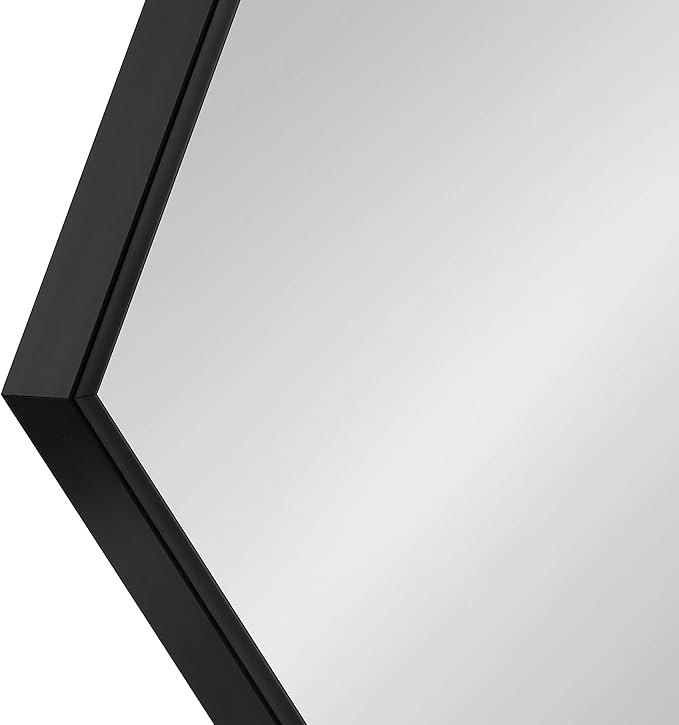 Kate and Laurel Rhodes 6-Sided Hexagon Wall Mirror, 30.75x34.75 Black