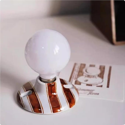 Retro Red Striped Ceiling Light Ceramic Flush Mount Ceiling Lamps Modern Mini Wall Sconce Spherical Fixture for Hallway Entryway Bedroom Kitchen Decorative Lamp
