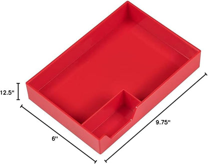 JAM PAPER Stackable Desktop Trays - Red - Office Desk Deluxe Set - 1 Top Tray, 2 Letter Trays, & 1 Pen Holder/Pack