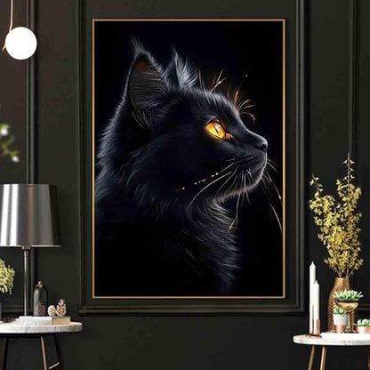 Black Cat Wall Art Dark Cat Painting Gothic Animal Prints Cute Animals Wall Art Animal Portrait Canvas Modern Animals Picture Vintage Dark Academia Living Room Decor 16x24inch No Frame