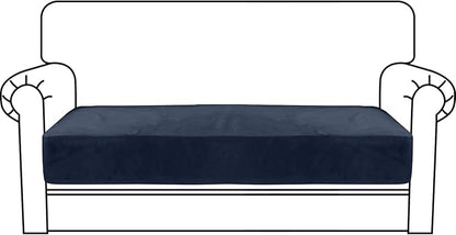 MAXIJIN Velvet Stretch Couch Cushion Covers Soft Loveseat Cushion Cover Replacement Sofa Seat Cushion Slipcovers RV Protector with Elastic Bottom (1 Piece Loveseat Cushion Cover, Navy Blue)