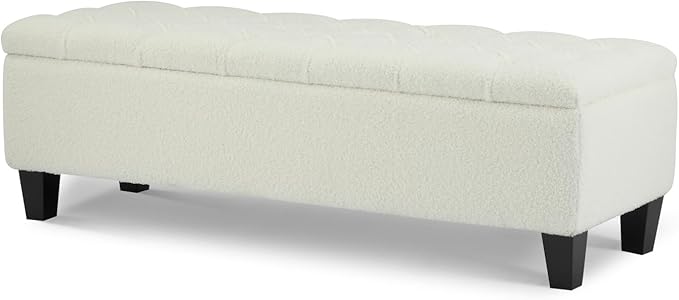Ottoman Bench with Storage, Beige