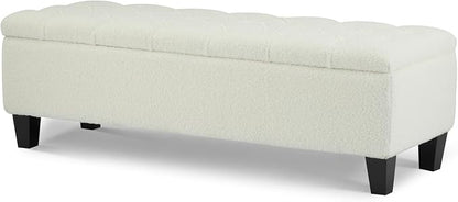 Ottoman Bench with Storage, Beige