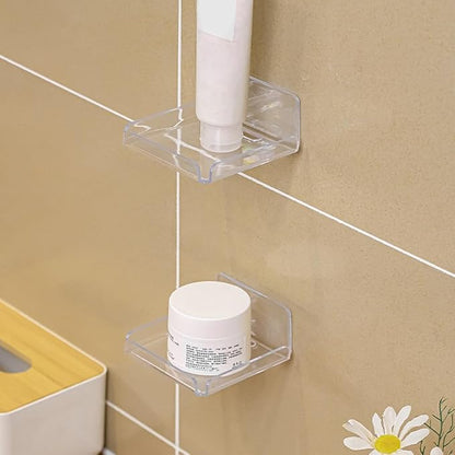 Saycker 2 Pack Clear Acrylic Floating Shelves, Wall Mounted, No Drill, Space Saving, Transparent, Secure Mounting, Easy Installation, Cable Management, Bathroom Office Home