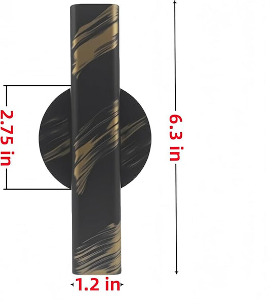 Self Adhesive Wall Vase Metal Tube Decoration Holder Used to Display Dried Flower, Faux Flowers, Fake Flowers, Also Suitable for Cemetery Memorial Decoration (2 Pcs Black and Gold Stripe)