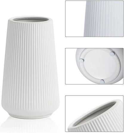 Matte White Ceramic Vase – Frosted Elegant Flower Vase for Pampas Grass, Dried or Fresh Flowers, Modern Minimalist Farmhouse Home Decor for Living Room, Dining Table, Wedding Centerpiece