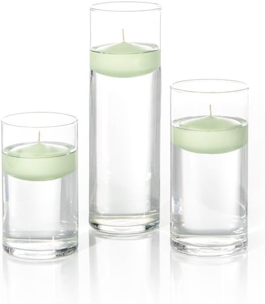 yummi Set of 18 Floating Candles and Cylinder Vases - Mint