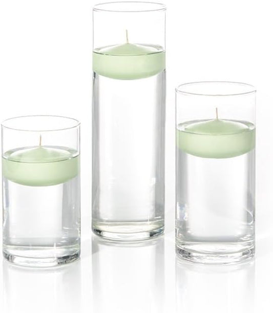 yummi Set of 18 Floating Candles and Cylinder Vases - Mint