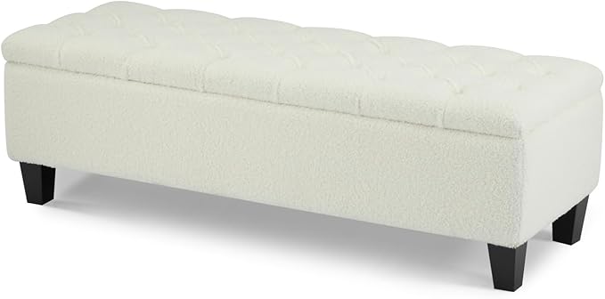 Ottoman Bench with Storage, Beige