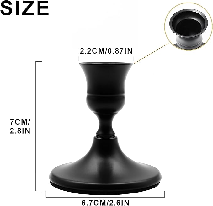 Taper Candle Holders, Black Candlestick Holders for Table Centerpieces, Weddings, Parties, Anniversaries and Home Decor, Elegant Candle Holders, Set of 8