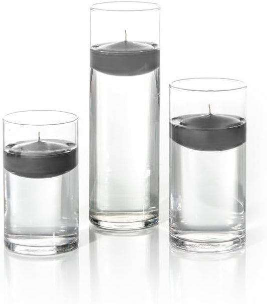 yummi Set of 18 Floating Candles and Cylinder Vases - Gray