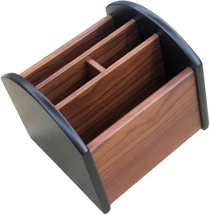 N Revolving remote control holder caddy organizer Wood pencil holder for desk organizer Office and home storage organization HeBen7002