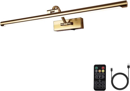 5W LED Wireless Picture Lights with Remote and Timer 23.6 Inch Rechargeable Brass Gallery Lighting Battery Operated Art Lights Over Frame Portrait