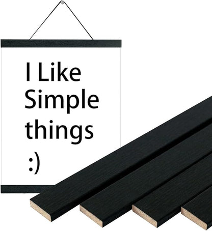 3 Pack Magnetic Poster Hanger black 8 Inch, 8x10 8x12 8x16 Poster Frame Wood Wooden Magnet Print Posters Dowel Scroll Hanger Hangers Hanging Kit for Walls Map Canvas Artwork