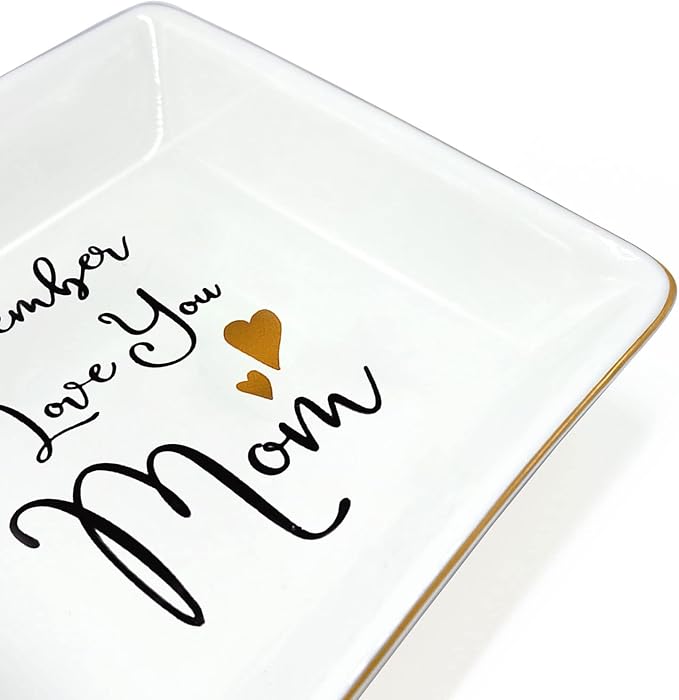 Jewelry Dish - Handmade Ceramic Ring Holder for Mom, Mothers Day, Birthday, Anniversary, Christmas, Thanksgiving - Remember I Love You Mom