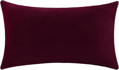 Jeneoo Set of 1 Comfy Soft Thick Velvet Throw Pillow Covers for Sofa Couch Decorative Solid Lumbar Cushion Cases for Bedroom Car (14 x 36 Inches, Burgundy Red)