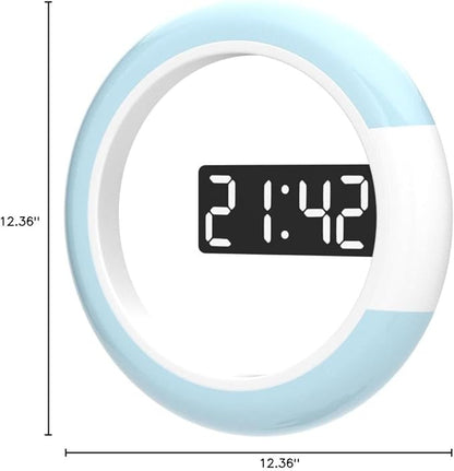 mooas Mood Light LED Silent Digital Wall Clock with Remote, Backlit Nightlight, Modern Digital LED Wall Clock Display Alarm Clock Melody 5 Brightness for Bedroom Living Room