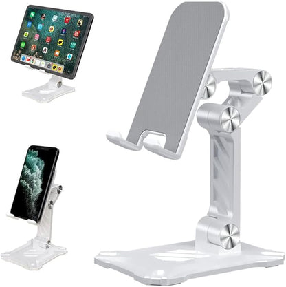 Phone Stand for Desk. Foldable Desktop Mobile Phone Stand with Angle Height Adjustable, Portable Office Cell Phone Holder, Cradle, Dock. Fits All 4.7-13in iPhone/Smartphone/iPad/Tablet.