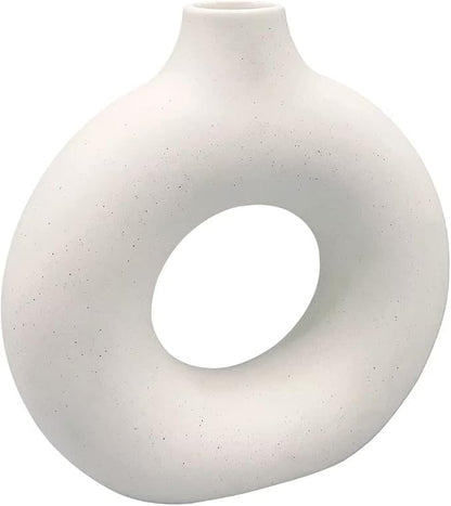 White Ceramic Vase - for Modern Home Decor,Round Matte Pampas Flower Vases Minimalist Nordic Boho Ins Style for Wedding Dinner Table Party Living Room Office Bedroom, Decorative Gift