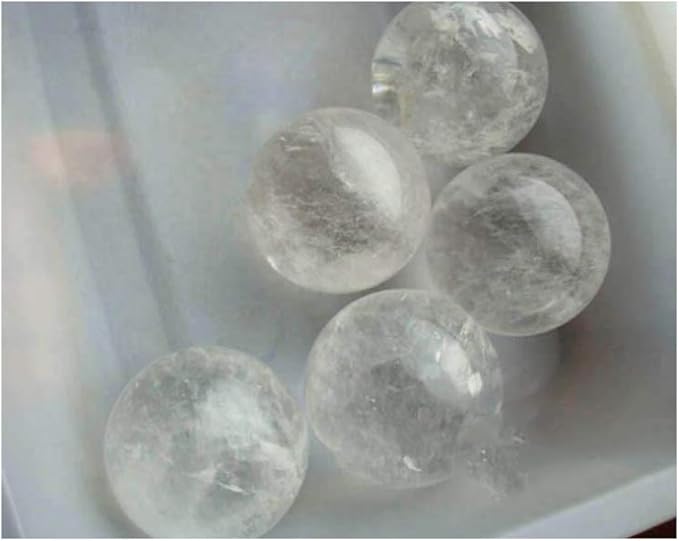 StoneStory Natural Clear Quartz Healing Crystal Sphere Ball for Reiki Balancing Meditation Energy Home and Office Decoration (4.8-5.3cm, White Crystal)