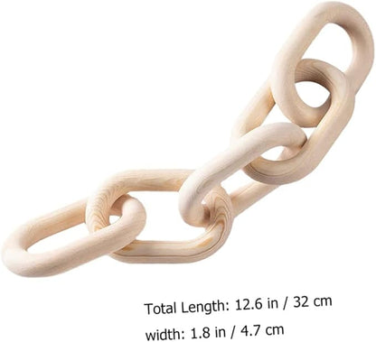 Rustic Link Chain Decor Wood Hanging Ornament for Home Bar and Bedroom for Modern Farmhouse and Bohemian Styles