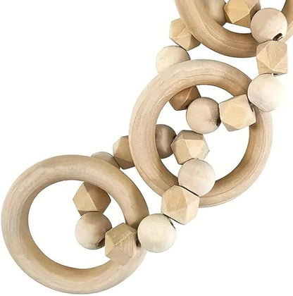 Wood Chain Link Decor, Wooden Chain Craft 4-Link Modern Coffee Table Decor Ornament for Living Room Bookshelf Party Desk Home
