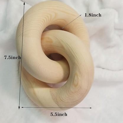 Wood Chain Link Decor Knot Decor，2-Link Hand Boho Carved Wood Chain Suitable for Bedroom, Living Room, Coffee Shop Decoration (White)
