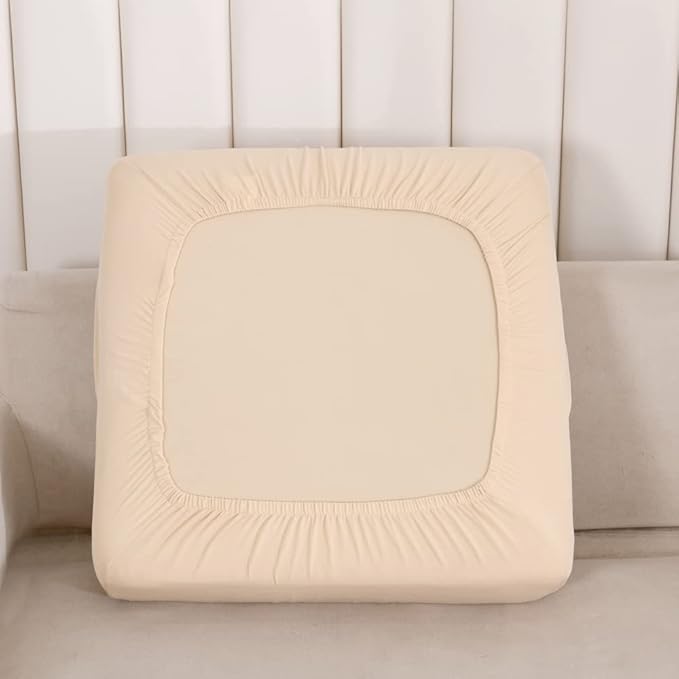 HOOBUY Waterproof Couch Cushion Cover 3Pieces Stretch Sofa Slipcovers Furniture Protector with Elastic Suitable for 3 Seater Sofa (3, Beige)