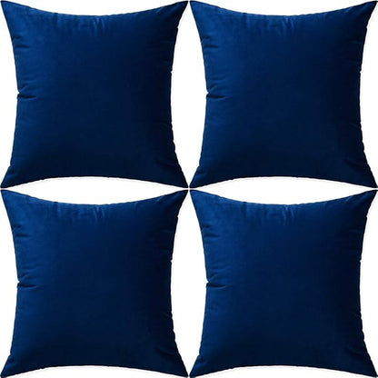 Artaimee Navy Blue Velvet Throw Pillow Covers 18x18 (Set of 4) – Soft, Smooth Cushion Covers for Sofa, Bed, Couch & Home Décor