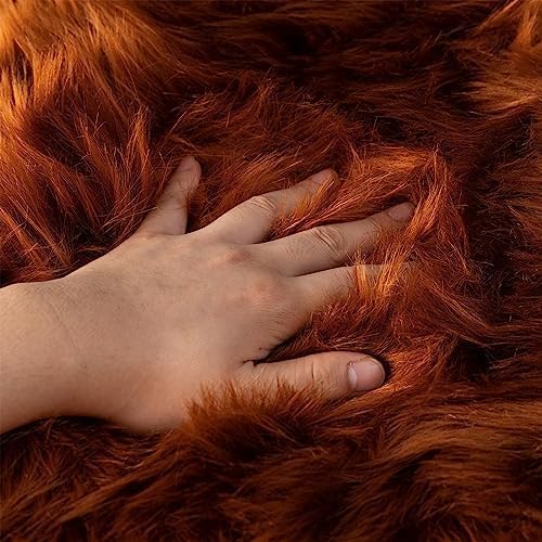 Faux Fur Rug Runner 2x6 ft Caramel - Machine Washable Super Soft Plush Shaggy Fluffy Area Carpet,Sheepskin Rug Fuzzy Floor Mat for Bedroom, Sofa,Living Room, Bedside, Nursery & Kids Room