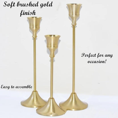 Gold Candlestick Holders Set of 6 – Elegant Metal Taper Candle Holders for Table Centerpieces, Weddings, Home Decor – Modern Gold Candle Stands for Dining Room, Parties