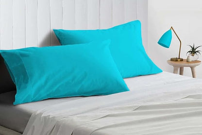 Upgrade Your Bedding Experience with The Made of 100% Cotton Pillow Cases 2 Pack King Pillowcases 20" x 40" Size fits King Pillows. Envelope Closure Turquoise