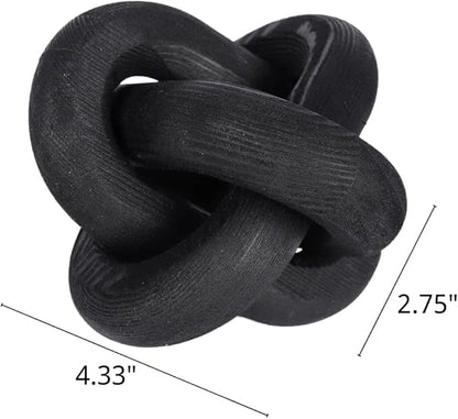 Wood Knot Decor -Coffee Table Decor Shelf Decor Table Books Hand Carved Home Decoration Boho Country Rustic Modern Shabby Chic Style Decor 3 Link Wooden Knot Chain Link Decor (Black)