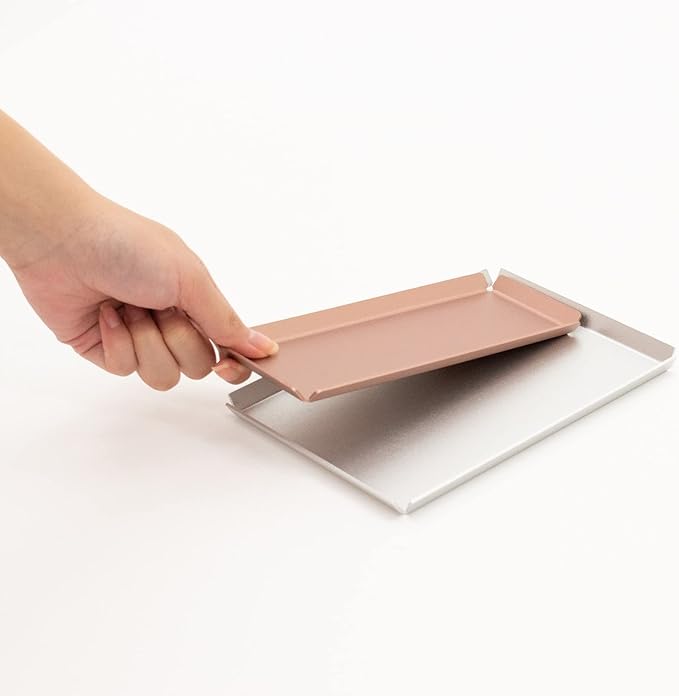 Aluminum Organizer Tray for Desk & Entryway - Minimalist Metal Catchall for Keys, Jewelry, Wallet | A7 Tall, Pink Gold | by PROGETTO2.70