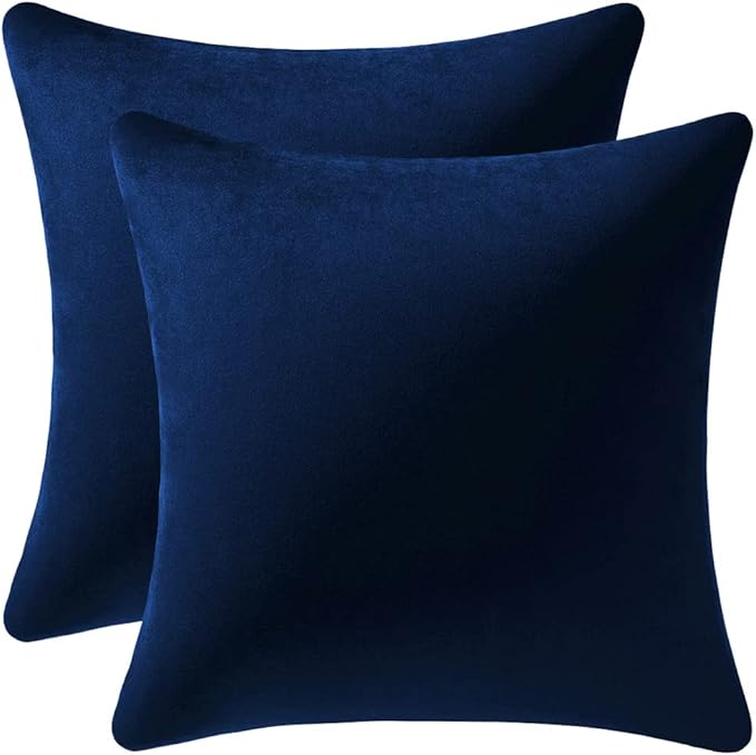26x26 Euro Pillow Covers : 2 Pack Cozy Soft Velvet Oversized Couch Pillow Shams, Square Throw Pillow Cases for Living Room Sofa, Navy