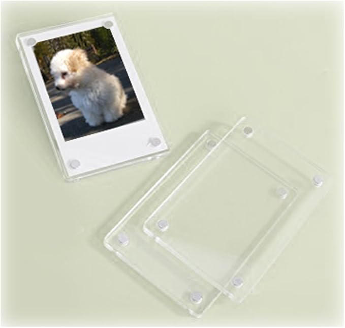 FoRapid 2 PCS 3-inch 2-Sided Clear Acrylic Refrigerator Magnetic Photo Frame-Elegant Frameless Display Fujifilm Mini 9 8 8+ 70 7s 90 25 26 50s Film/Cards/Memos/HP Pocket Photo Paper/2x3 Photo